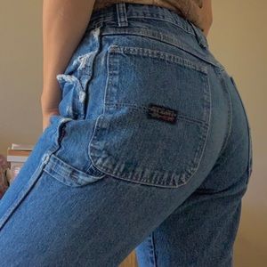 high waisted slightly distressed carpenter jeans